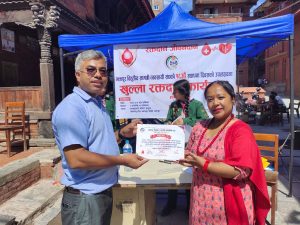 मध्यपुर थिमिको बालकुमारी मन्दिर परिसरमा रक्तदान कार्यक्रम सम्पन्न