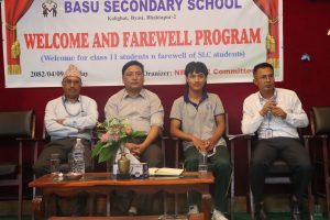 बासु माध्यमिक विद्यालयमा कक्षा १० को विदाइ तथा कक्षा ११ को स्वागत कार्यक्रम भव्य रूपमा सम्पन्न