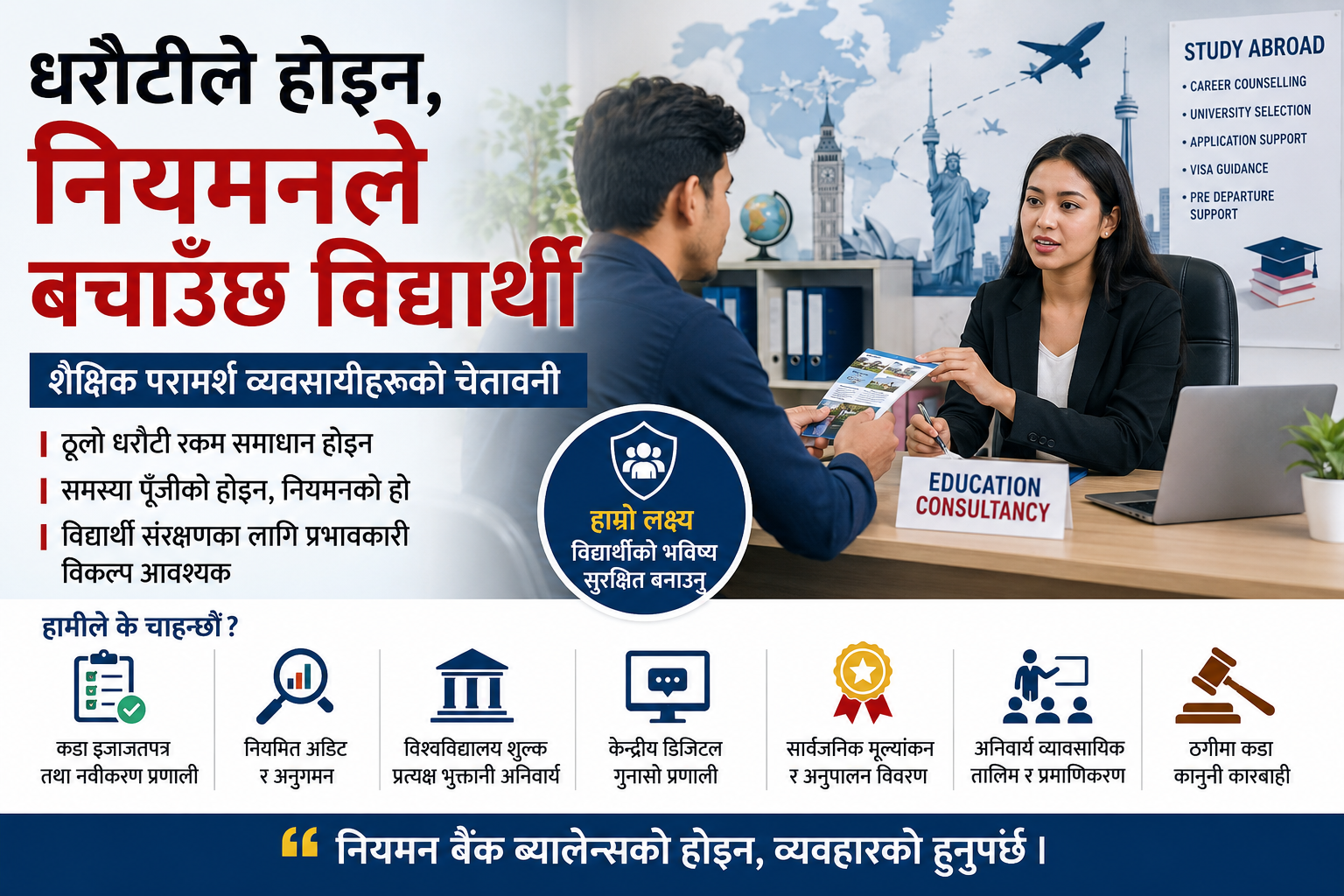 धरौटीले होइन, नियमनले बचाउँछ विद्यार्थी: शैक्षिक परामर्श व्यवसायीहरूको चेतावनी : Icon Khabar