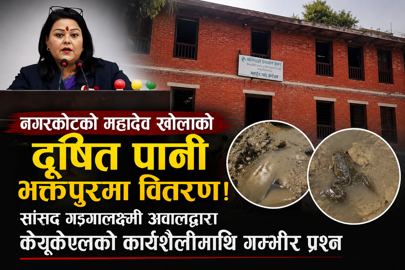 नगरकोटको महादेव खोलाको दूषित पानी भक्तपुरमा वितरण! सांसद अवालद्वारा केयूकेएलको कार्यशैलीमाथि गम्भीर प्रश्न : Icon Khabar
