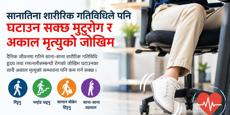 सानातिना शारीरिक गतिविधिले पनि घटाउन सक्छ मुटुरोग र अकाल मृत्युको जोखिम